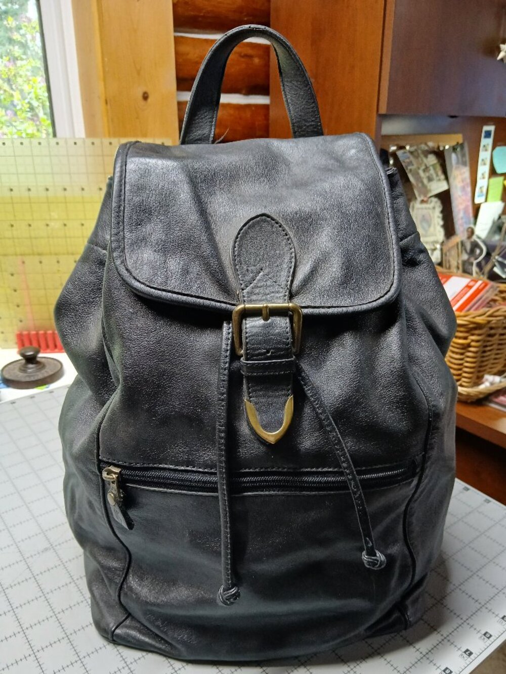 Black Leather Backpack